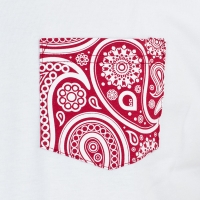 Hedonskate - Paisley Pocket T-shirt - Biało/Czerwony