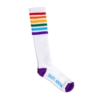 Skate Arena Long Socks - White/Rainbow